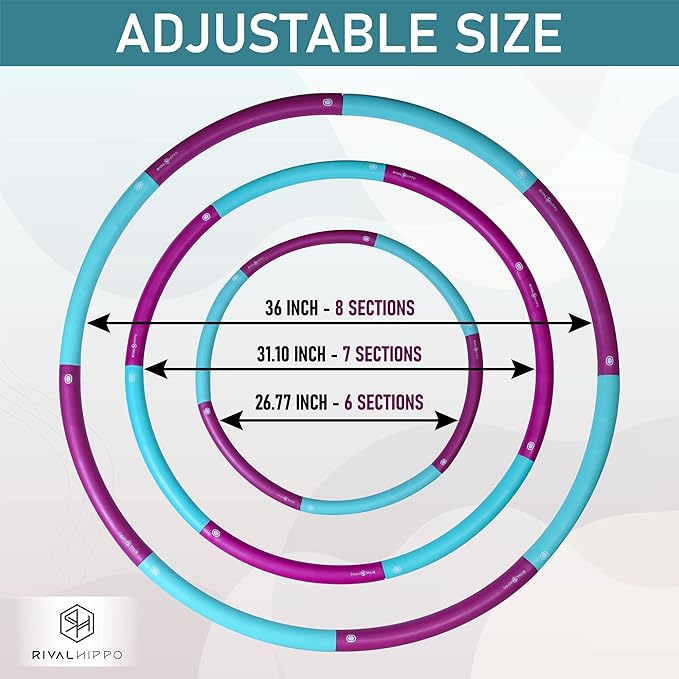 Detachable and Adjustable Weighted Hula Hoop for Adult 8 Push-to-Connect 3.04 Pounds, 36 Inches)