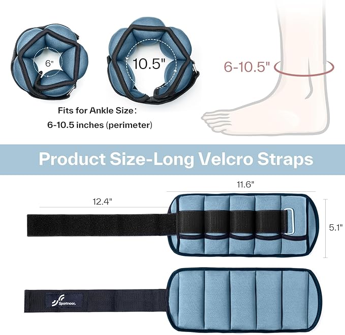 Sportneer Adjustable Ankle Wrist Weights for Men Women Kids 2 lbs 1 Pair 4 lbs