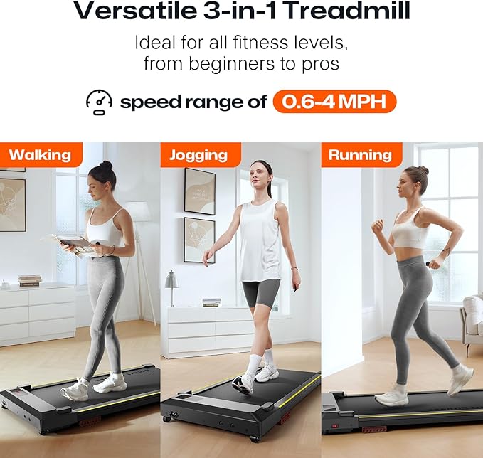 Walking pad, 3-in-1 Under Desk Treadmill for Home and Office, 2.5 HP Portable Walking Jogging Running Machine with Remote Control and LED Display