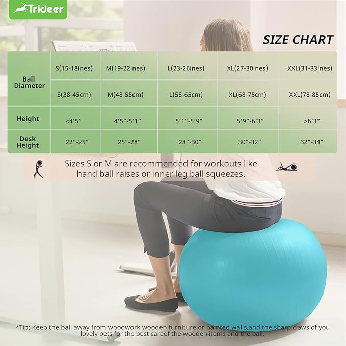 Trideer Yoga Ball Exercise Ball for Working Out 5 Sizes