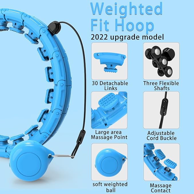 KABCON Infinity Weighted Exercise Hoop Plus Size Loss,65/62/60 Inch 2 in 1,with Weight