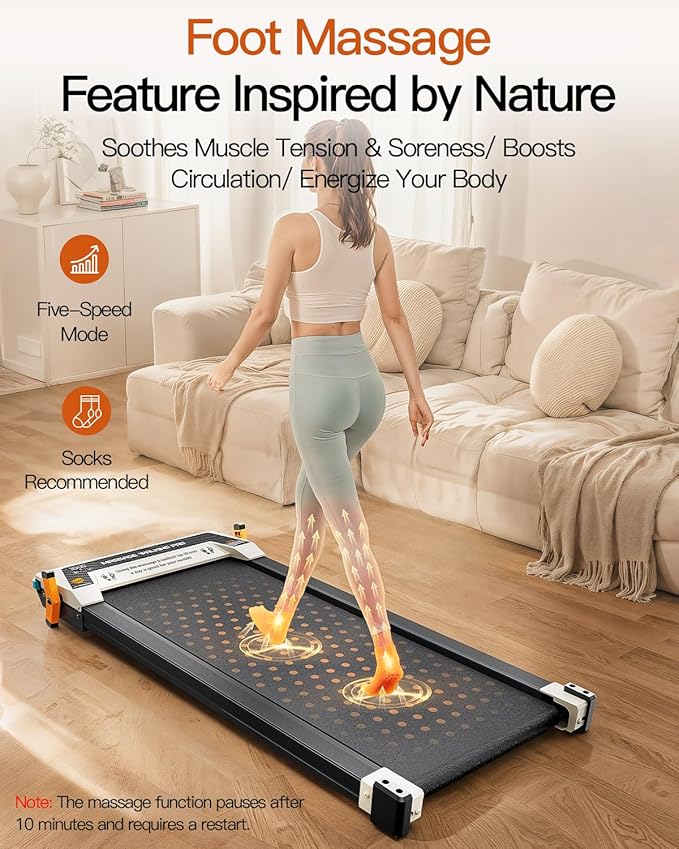 Versatile Walking Pad Treadmill with Incline - Dual-Sided Under Desk Treadmill with Foot Massage,2 in 1 Walking Pad for Home/Office, Portable Compact Treadmills with 330LBS Weight Capacity