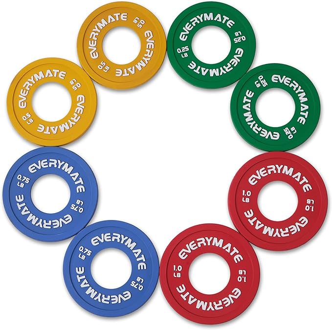 Rubber Fractional Weight Plates Set of 8 Micro 0.25LB 0.5LB 0.5LB 0.75LB 0.75LB 1 1 LB
