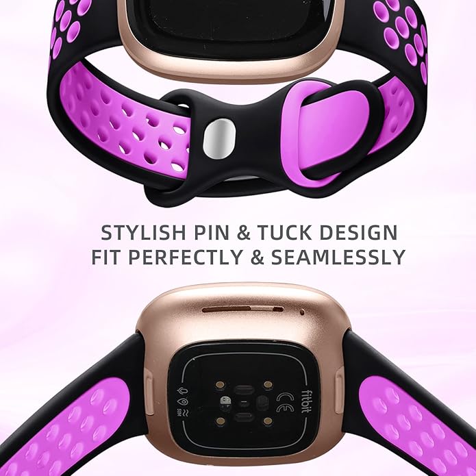 Maledan 4 Pack Sport Band Compatible With Fitbit Versa 3/4 and Sense/Sense 2 Smart Watch, Soft Wristband Replacement Accessories for Women and Men