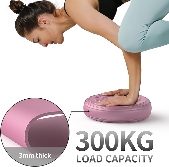 Inflated Wobble Cushion,Dyna Disc,Circular Non-slip Texture for Comfortable Sitting,Wiggle Seat to Improve Posture, Fitness, Stability for Sensory Kids Adults,Balance Seat with Pump for Core Strength