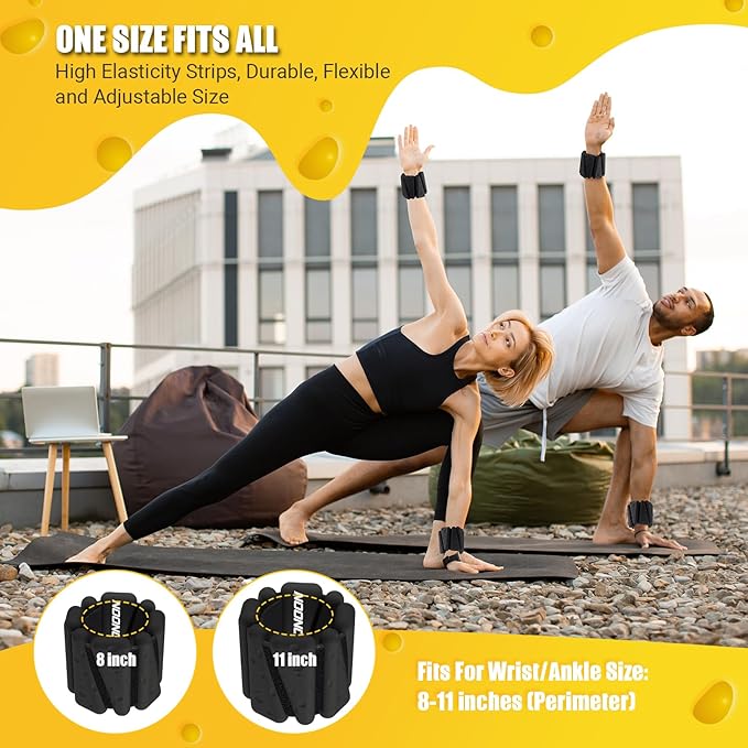 Wrist Ankle Weights Bangles 2lb for Women, Adjustable Silicone Pilates Weights Bracelet, Heavy Duty Fasteners Wearable Arm & Leg Weights for Yoga, Pilates, Barre, Walking and Gym (Set of 2)