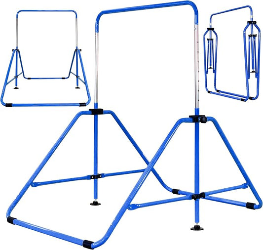 Upgrade Foldable Gymnastic Bar with Mat for Kids 3-12, 200 200 lbs