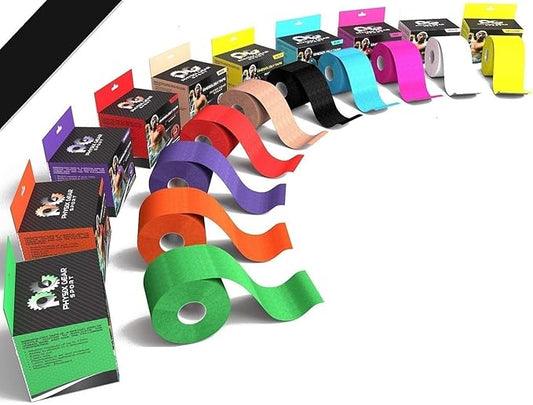 Physix Gear Cotton Kinesiology Tape Roll 16ft, Latex-Free Athletic Tape for Muscles/Joints, Waterproof Kinesiolgy, Stretchy Kinesiologytape, Gentle on Skin Kiniseaology Tape, Kinesology Tape