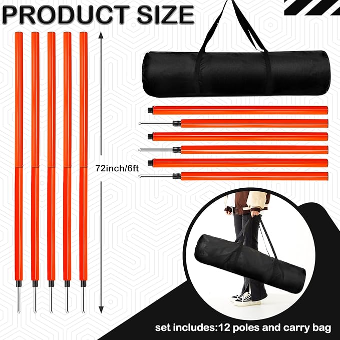 Lenwen 12 Pcs Soccer Training Poles Agility Poles