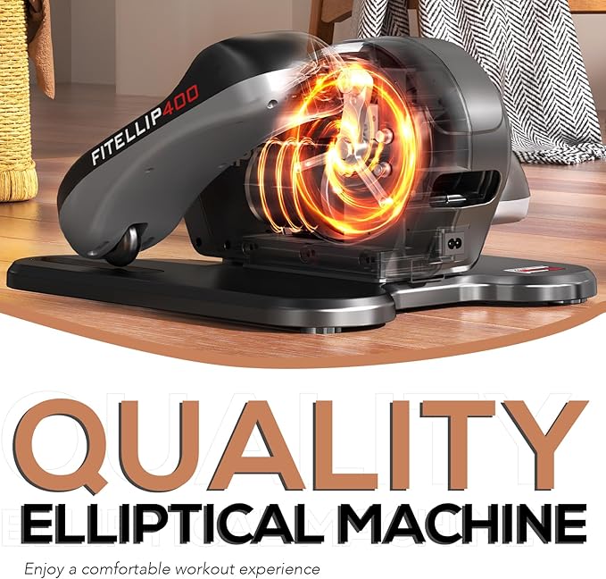 KeppiFitness Under Desk Elliptical Machine, Ellipse Leg Exerciser for Home Equipment, Mini Elliptical Machine for Seniors, Electric Seated Pedal Exerciser for Leg Exercise with Remote Control