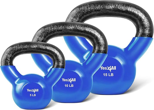Yes4All Combo Kettlebells Vinyl Coated Weight Sets Great