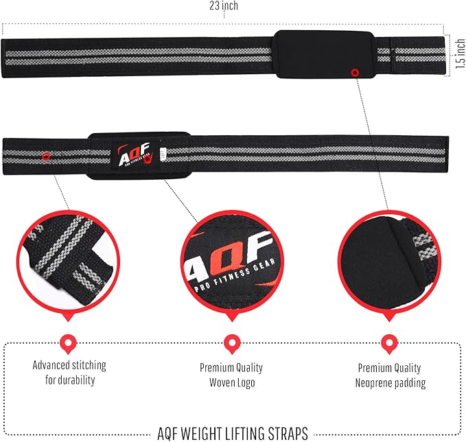 Lifting Wrist Straps for Weightlifting, Powerlifting & Deadlifts – 23” Neoprene Padded Cotton Straps for Strength Training & Gym Workouts - Maximum Grip Support for Men & Women