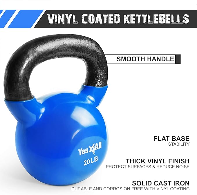 Yes4All Combo Kettlebells Vinyl Coated Weight Sets Great