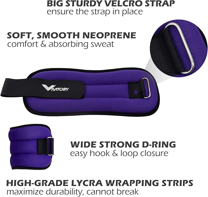 Vivitory Ankle Weights for Women & Men 2.2 to 6.6 Lbs
