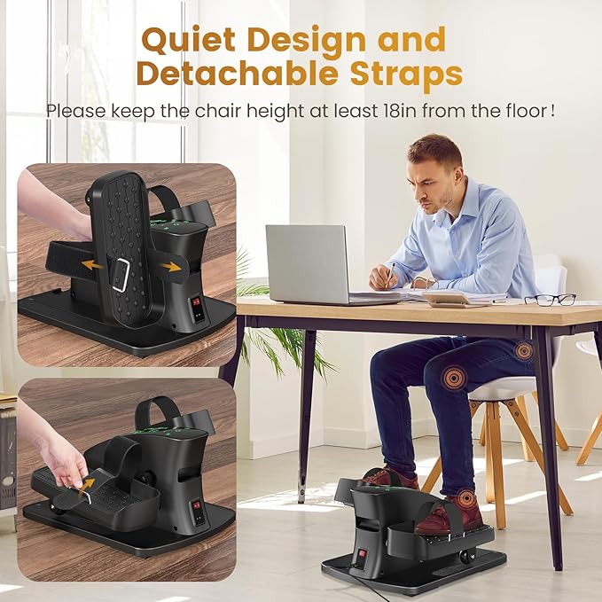 Under Desk Elliptical Training Machines: Pedal Exerciser Electric 2 in 1 Auto or Manual with 12 Adjustable Speeds Portable Under Desk Bike Leg Exerciser for Seniors While Sitting with Remote Control