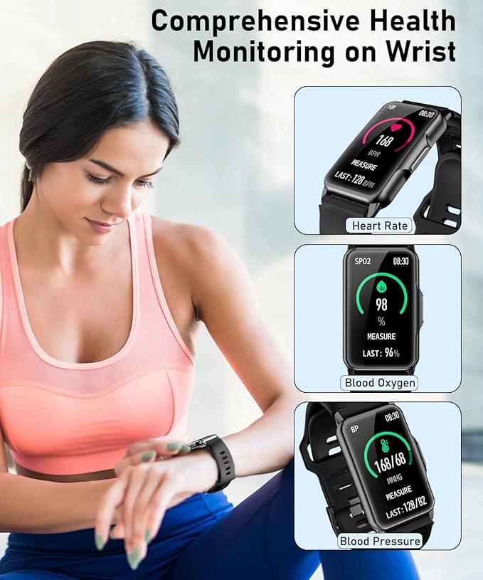 Smart Watch Fitness Tracker with 24/7 Heart Rate, Blood Oxygen Blood Pressure Monitor Sleep Tracker 120 Sports Modes Activity Trackers Step Calorie Counter IP68 Waterproof for Andriod iPhone Women Men
