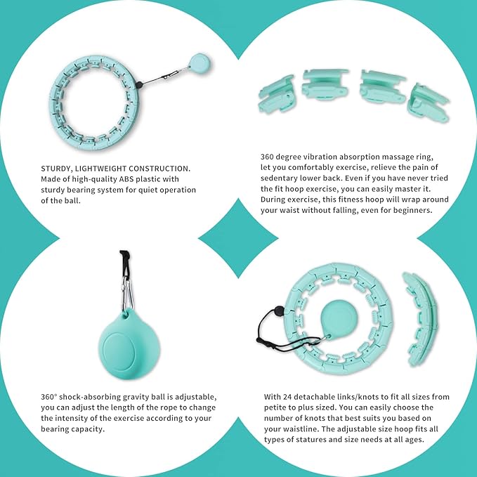 Weighted Fitness Hoola Hoop for Exercise Kids,2 in 1 Weight 24 Detachable
