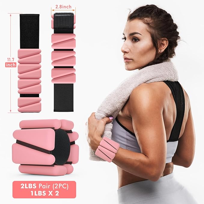 Wrist Weights, Ankle Weights for Women Men, Adjustable 2 (1LB (1LB Each)