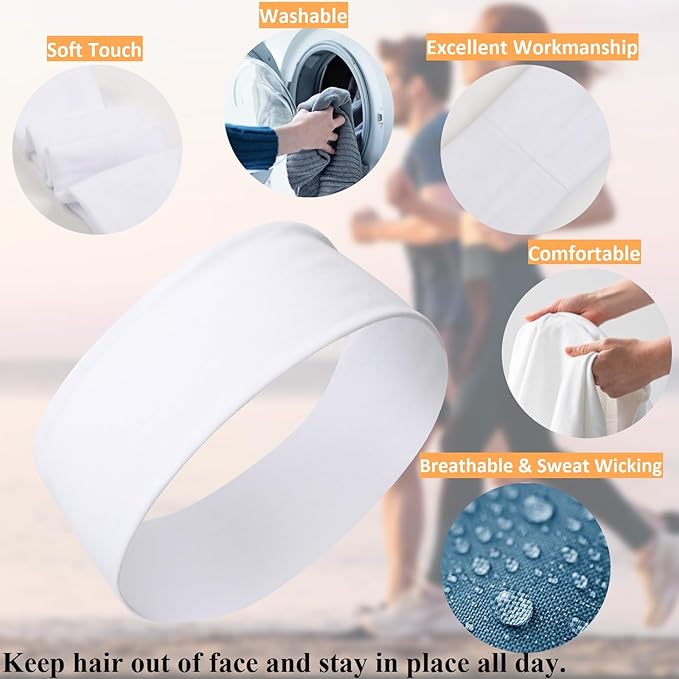 Tobeffect Headbands for Women Non Slip Trendy Womens Headbands 7PCS Elastic Hair Bands for Women's Hair Workout Sweat Head Bands Soft Thick Cotton Cloth Headband for Yoga Running Sport