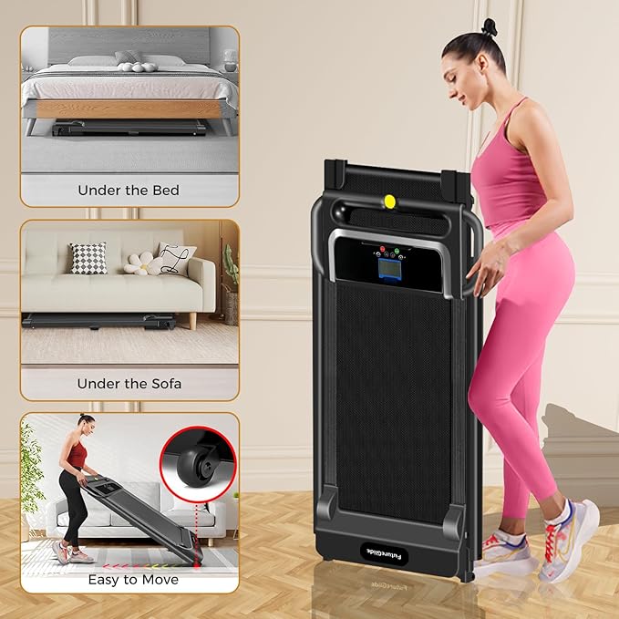 Portable Treadmill with Handle, 3.0HP Walking Pad Treadmill, Electric Compact Treadmills,Treadmills for Home Small Space with 12 Preset Programs, Walking Pad with Handle,300 LBS Capacity