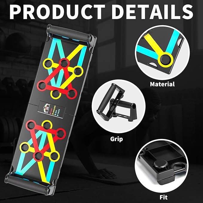 Push Up Board Exercise & Fitness Portable Foldable Strength Training Pushup Stands Home Workout Equipment Multi-Functional Fitness Floor Chest Muscle Exercise for Man and Women