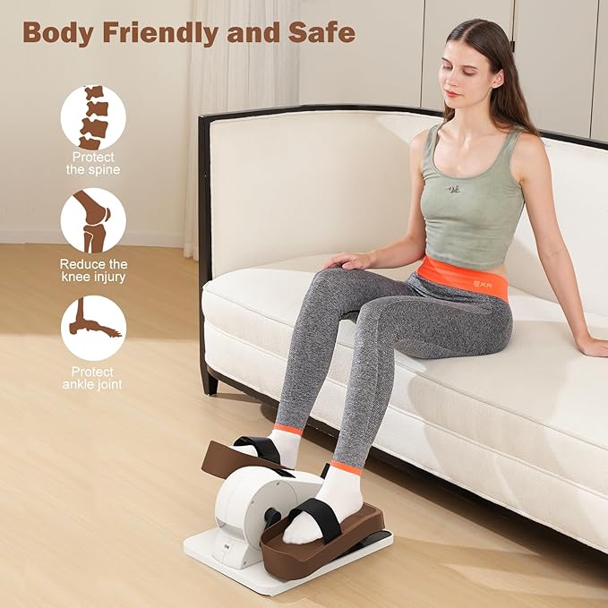 Under Desk Elliptical Machine, Ellipse Leg Exerciser for Seniors Fully Assembled, Portable & Quiet Electric Seated Pedal Exerciser with Remote Control & 12 Adjustable Speeds