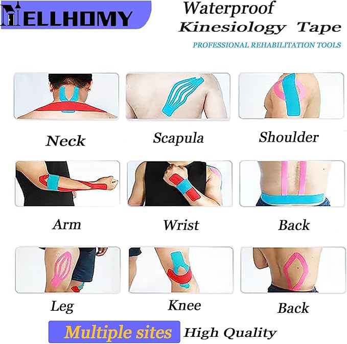 Kinesiology Tape Precut-40 Strips | Elastic Cotton Athletic Tape for Joints Support & Muscle Pain Relief-2inch x 10inch| Hypoallergenic & Waterproof K Tape for Ankle Knees Running Any Activity(Mix-4)