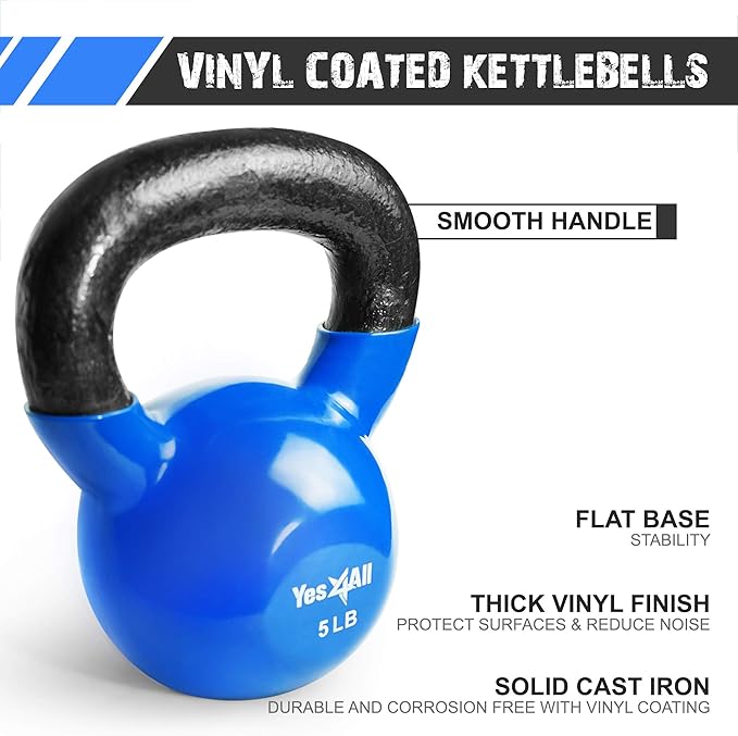 Yes4All Combo Kettlebells Vinyl Coated Weight Sets Great