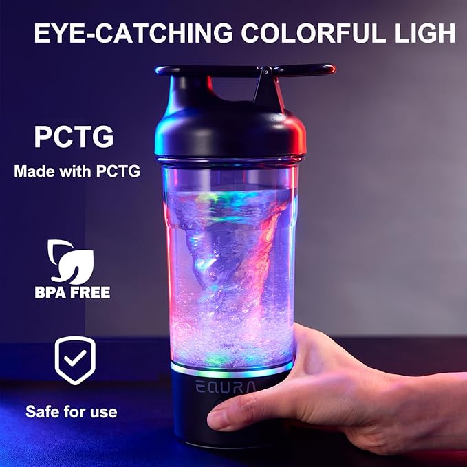 JOTER & LIBEAR Electric Shaker Bottle, Portable USB Rechargeable Protein Shake Mixer, Shaker Bottles for Protein Mixes and Meal Replacement Shakes, BPA Free, Waterproof, 25 oz (Blue)