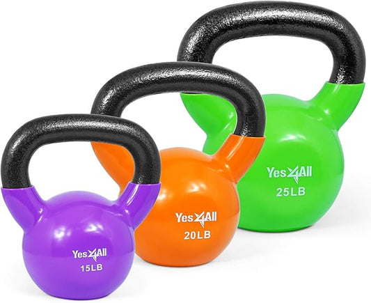 Yes4All Combo Kettlebells Vinyl Coated Weight Sets Great