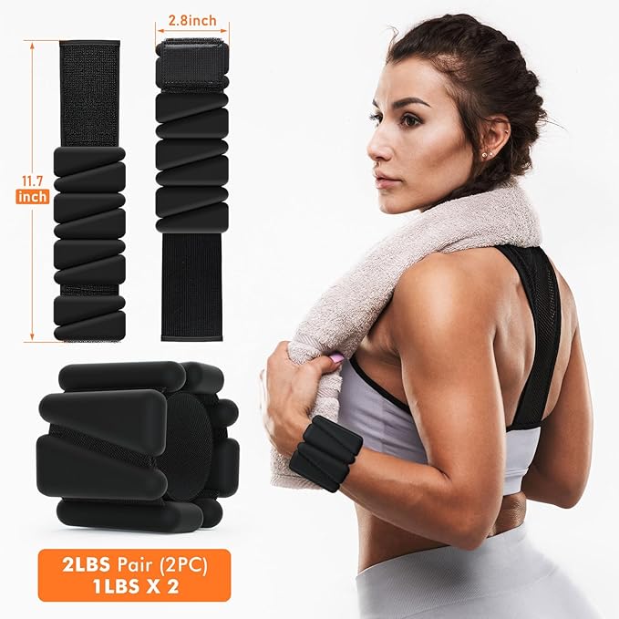 Wrist Weights, Ankle Weights for Women Men, Adjustable 2 (1LB (1LB Each)
