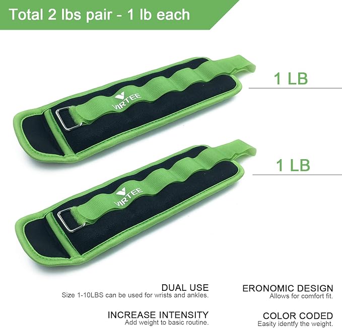 Ankle/Wrist Weights for Women, Men, Kids - Arm Leg Weights Set with Adjustable Strap - Running, Jogging, Gymnastic, Physical Therapy, Fitness - Choice of 1 lb 2 lbs 3 lbs 4 lbs 6 lbs 8 lbs 10 lbs