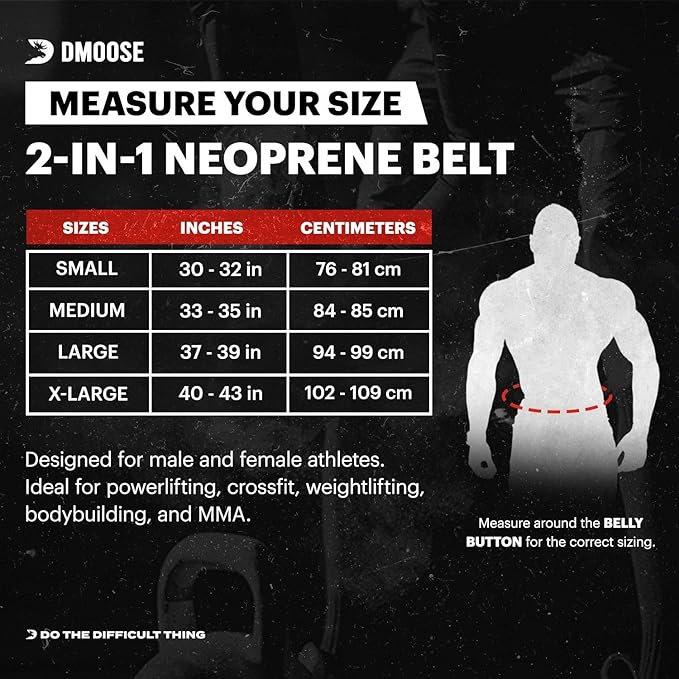 DMoose Weight Lifting Belt for Men & Women 2 in 1 Adjustable 4" 6" 6" Width