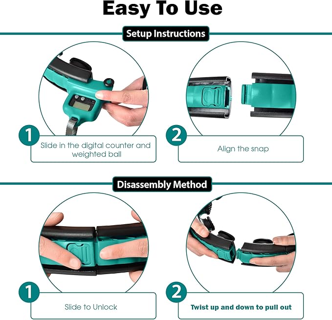 Teal Elite Smart Weighted Hula Hoop for Adults 2 in 1 Abdomen