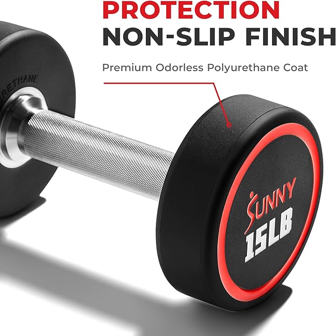 Sunny Health & Fitness Premium Polyurethane Commercial Grade 5-50LB