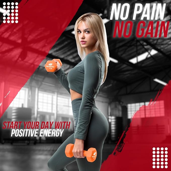 Neoprene Coated Workout Dumbbells set of 2 – Anti Roll, Non Slip with Smooth Grip Fitness & Exercise Dumbbells – Hexagon Shaped Hand Weights for Women & Men – Best Choice for Gyms & home use