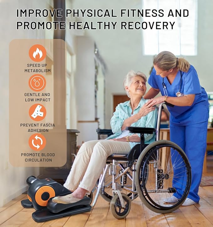 Under Desk Elliptical Machine, Ellipse Leg Exerciser for Seniors Adults with 12 Adjustable Speed, Quiet & Portable Seated Pedal Exerciser with Remote Control & Non-Slip Foot Straps