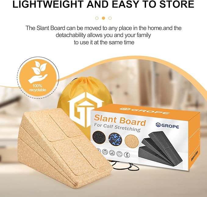 Slant Board Squat Wedge for Calf Stretching，3 Pcs 12" x 6.3" Foot Stretcher Balance Board for Plantar Fasciitis, Adjustable Foam Slant Board Wedge Great for Exercises