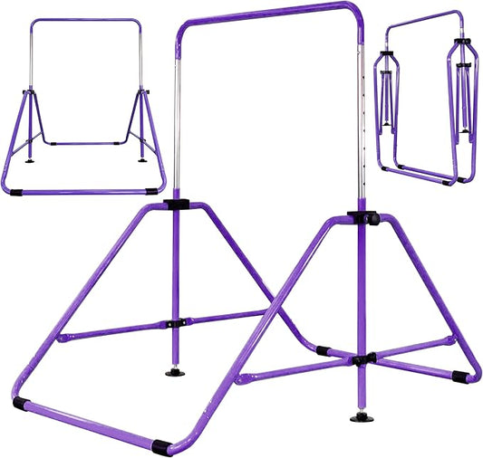 Upgrade Foldable Gymnastic Bar with Mat for Kids 3-12, 200 200 lbs