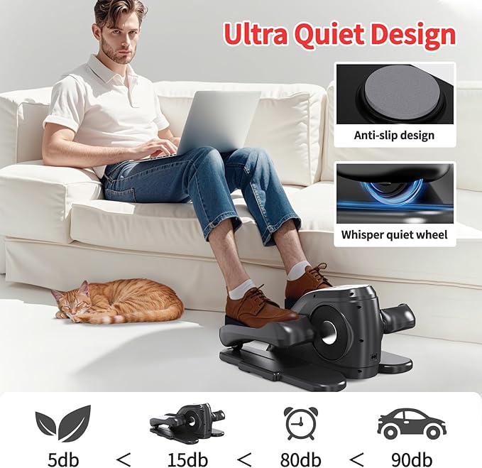 Under Desk Elliptical Exercise Machine with Remote Control & 12 Speeds, Quiet Elliptical Machine for Home Use, Ellipse Leg Exerciser as Seen on TV, Electric Leg Exerciser While Sitting for Seniors