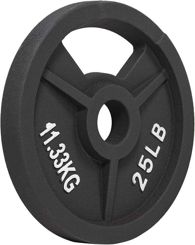 Signature Fitness Cast Iron Plate Weight Plate for Strength Training and Weightlifting, Olympic or Standard