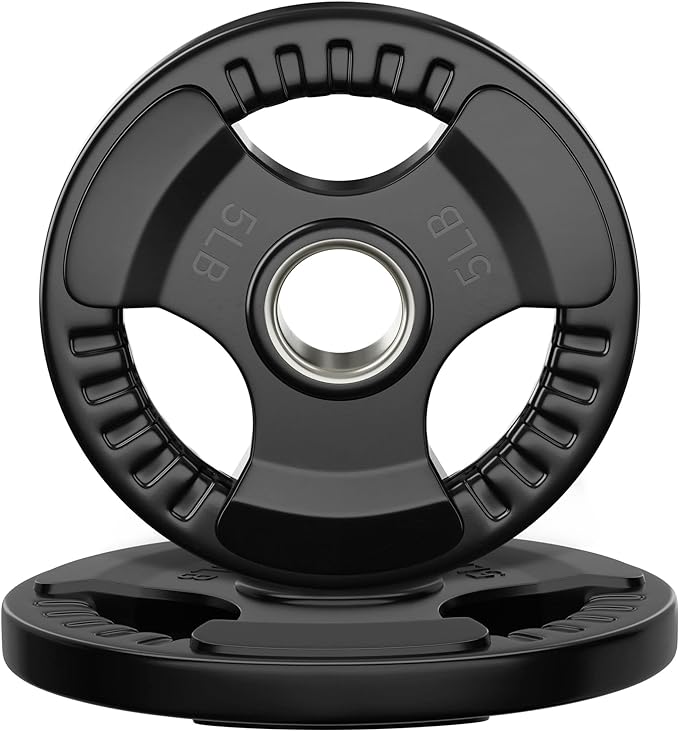 Rubber Weight Plates 2-Inch 5LB-2pcs/10LB-1pcs Barbell Plates Grip