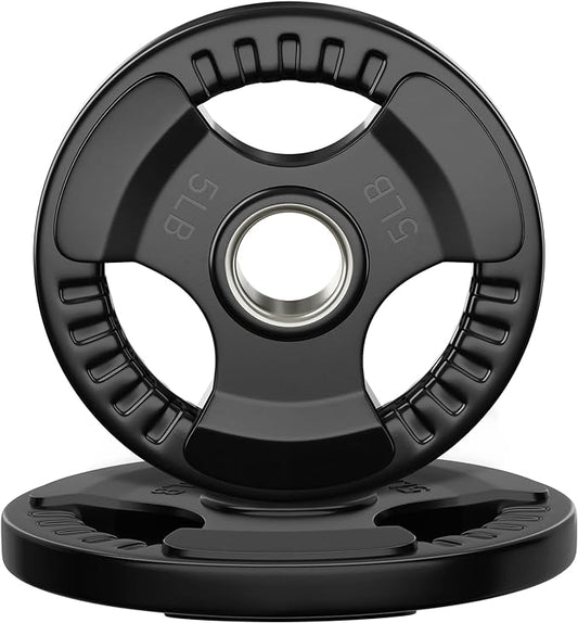 Rubber Weight Plates 2-Inch 5LB-2pcs/10LB-1pcs Barbell Plates Grip