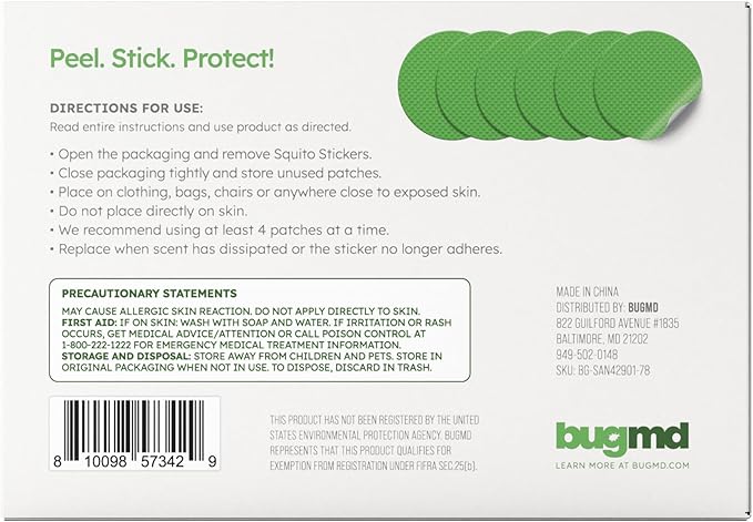 BugMD Squito Stickers Mosquito Repellent Patch Stickers (234 Stickers),