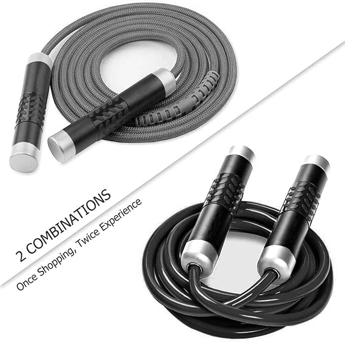 Redify Weighted Jump Rope for Workout Fitness(1LB) 9MM Fabric Cotton+9MM Solid