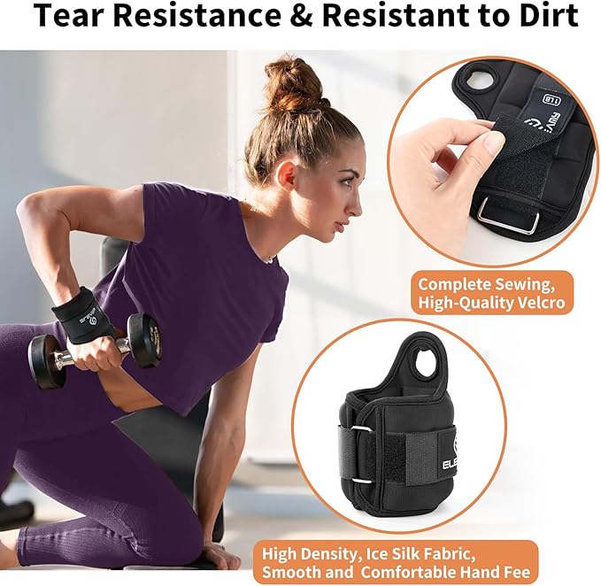 Wrist Weights with Thumb Loops Lock for Women & Men, 0.5lb*2/1lb*2/1.5lb*2/2lb*2/3lb*2,Premium Ice Silk Fabric,Comfortable & Tear Resistant for Walking,Running,Fitness and More