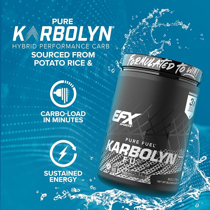 EFX Sports Karbolyn Fuel | Fast-Absorbing Carbohydrate Powder | Carb Load, Sustained Energy, Quick Recovery | Stimulant Free | 20 Servings (Neutral)