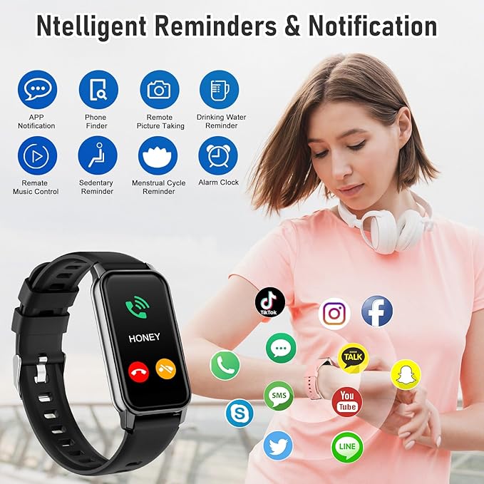Health Fitness Tracker, Smart Watch with 24/7 Heart Rate Blood Pressure Sleep Monitor,126 Sports Modes,IP68 Waterproof Step Calorie Counter Pedometer Activity Trackers for Android&iPhone Women Bla