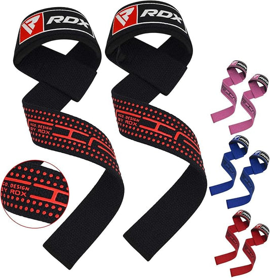 RDX Weight Lifting Straps Deadlifting Powerlifting, 5MM Neoprene Wrist Support, Anti Slip 60CM Hand Bar Grip, Heavy Duty Bodybuilding Weightlifting Workout, Soft Cotton, Strength Training Gym Fitness