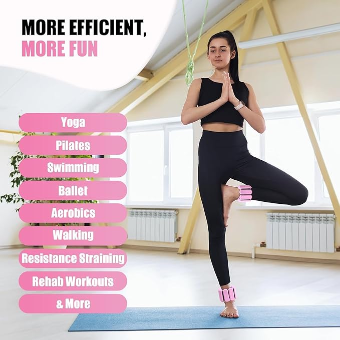 Pilates Wrist & Ankle Weights for Women 2(1Lbs Each),